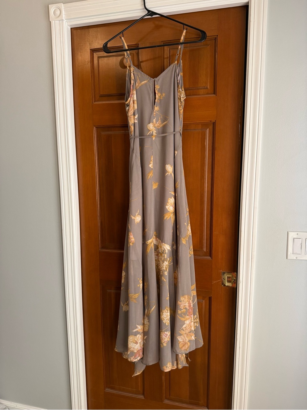 Lulu's Gray Maxi Dress with Gold Floral Print - Picture 5 of 7